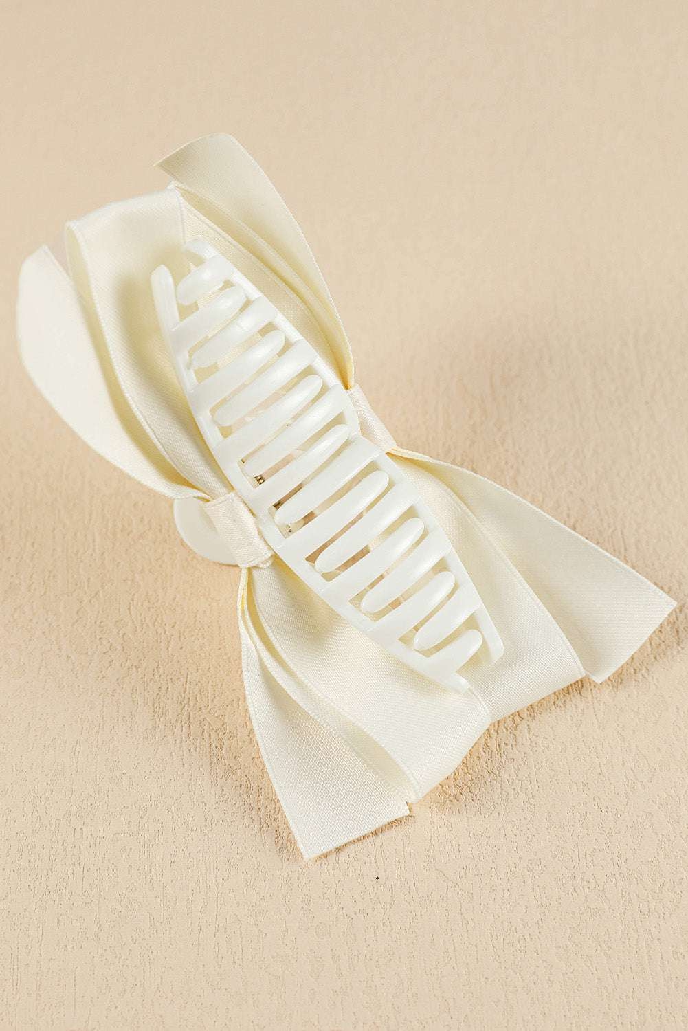 White Bow Decor Large Hair Claw Clip - Jennie Dots