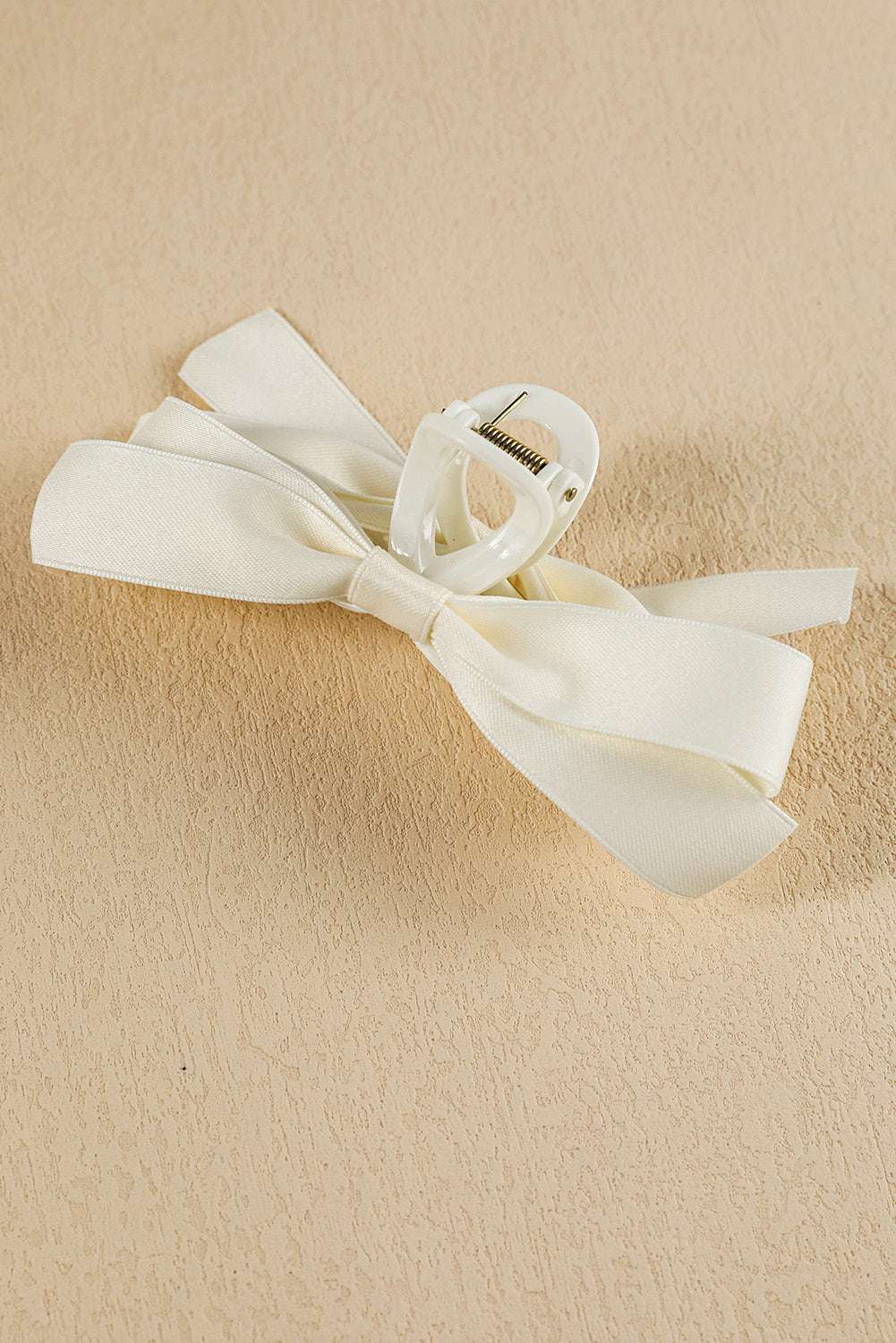 White Bow Decor Large Hair Claw Clip - Jennie Dots