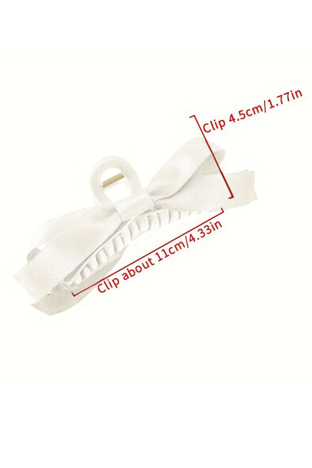 White Bow Decor Large Hair Claw Clip - Jennie Dots