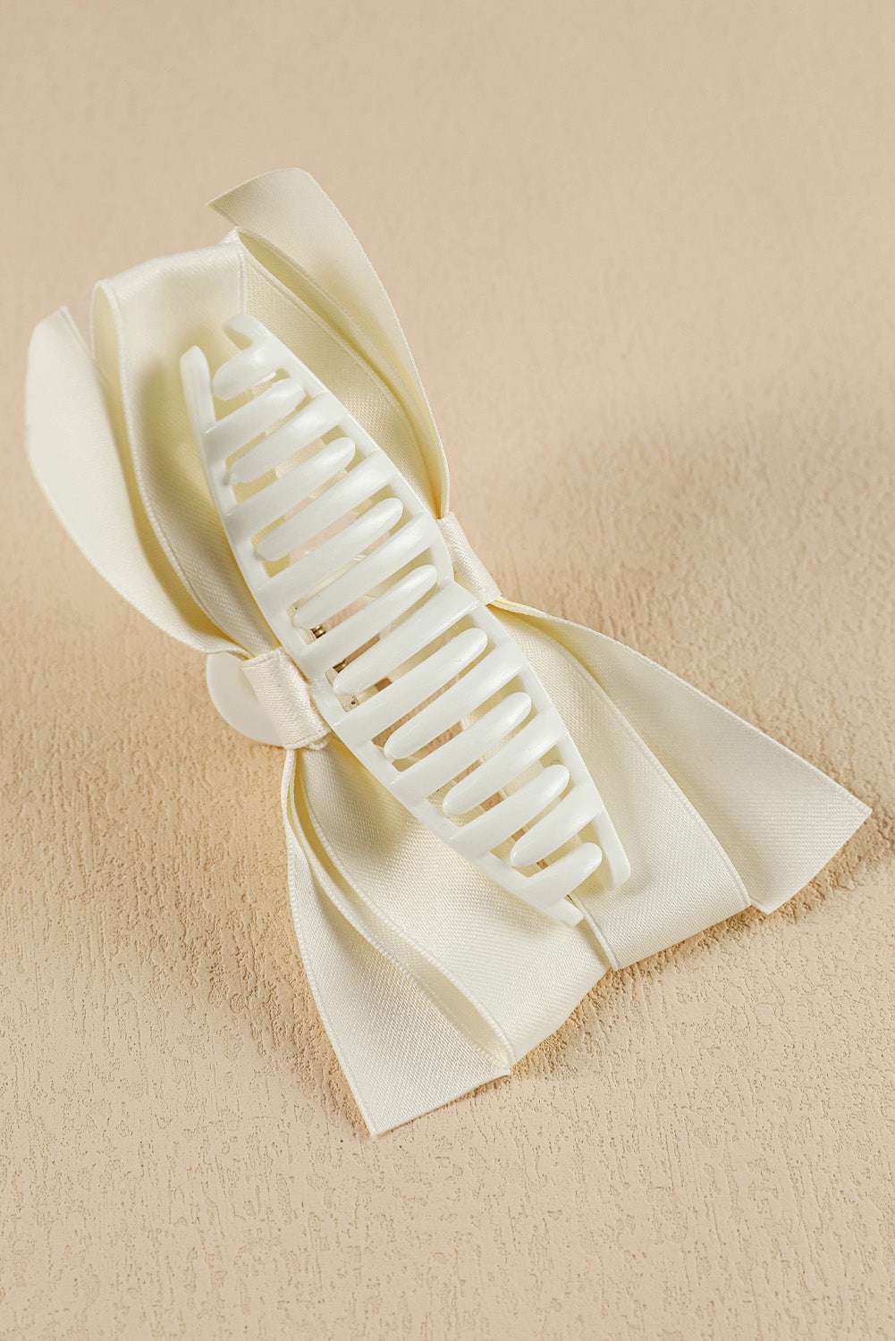 White Bow Decor Large Hair Claw Clip - Jennie Dots