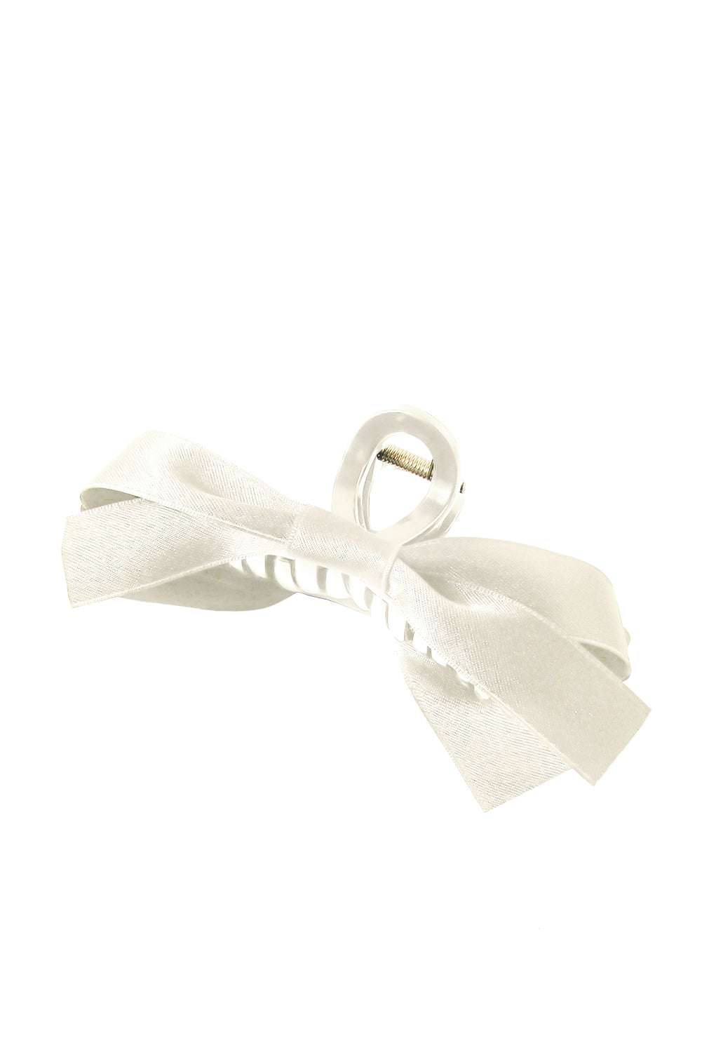 White Bow Decor Large Hair Claw Clip - Jennie Dots