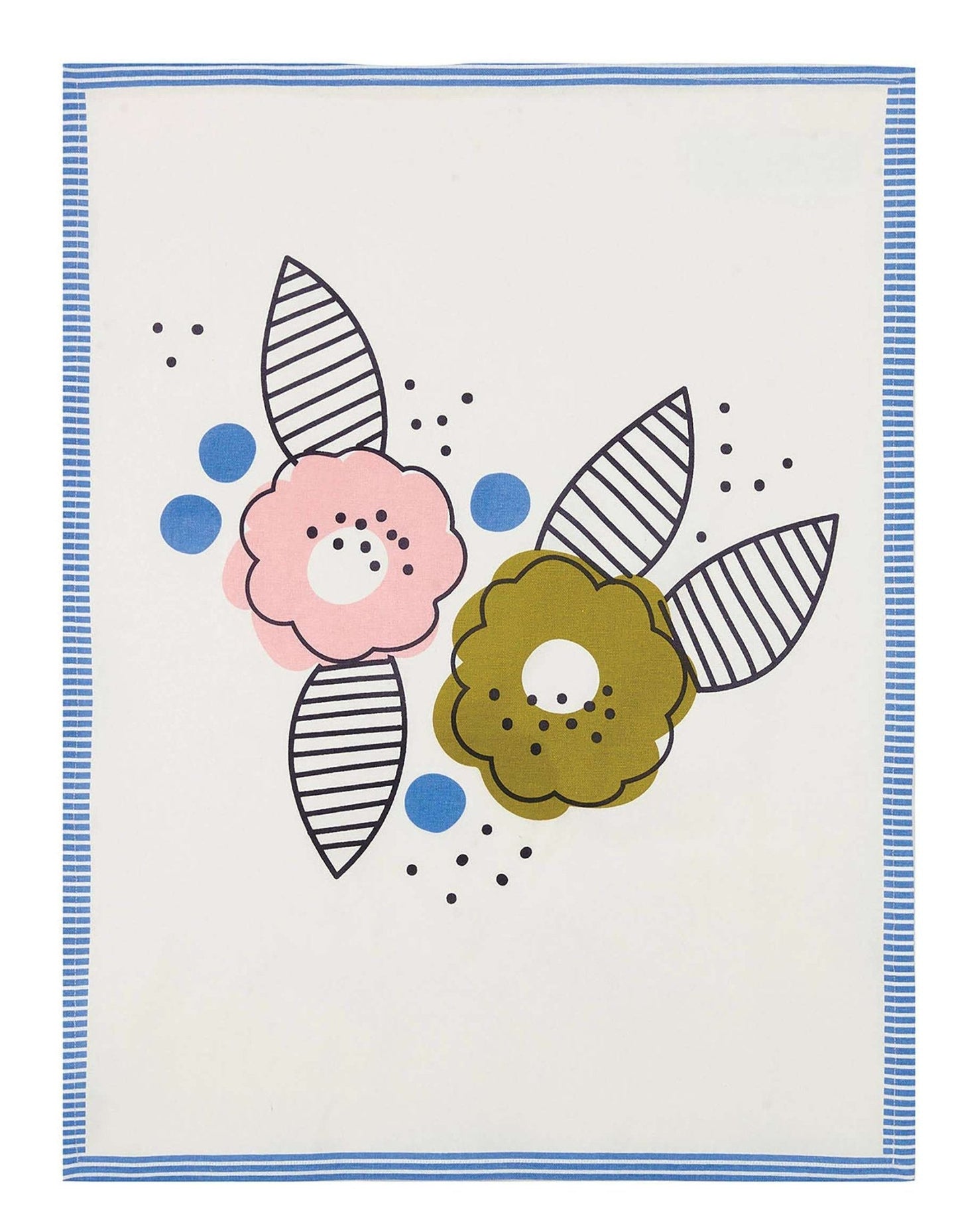 Wilderbloom Kitchen Towel, 100% cotton, hand screen printed, floral design, 18x25 inches.
