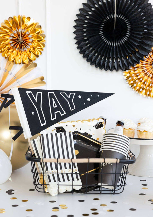 YAY Graduation Felt Pennant Banner with "YAY" text for graduation party decor.