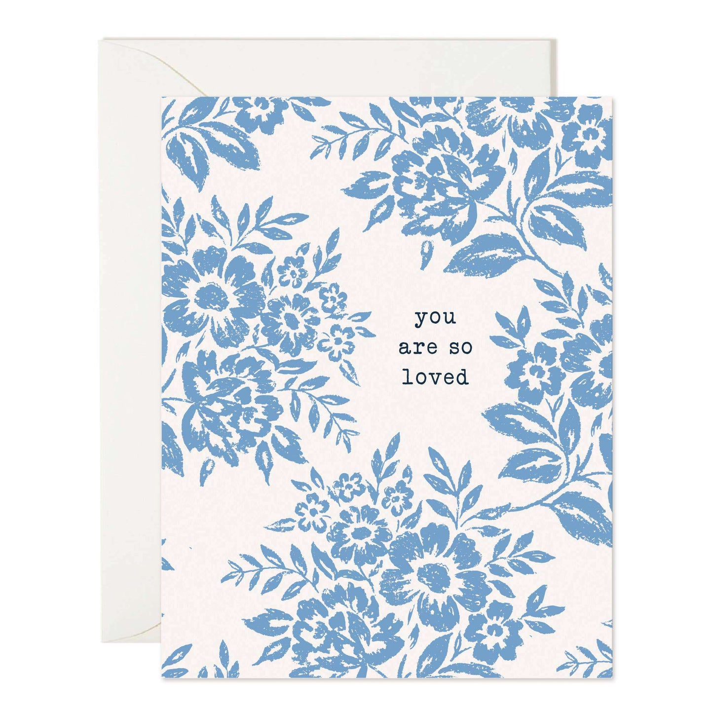 You Are So Loved lace floral greeting card with matching envelope.