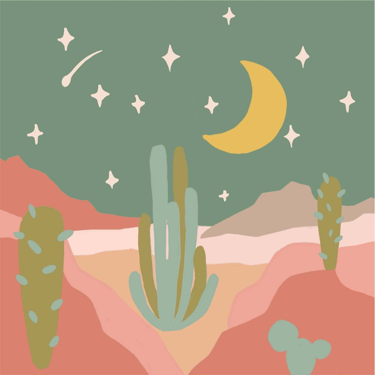 Zen Desert Meditative Art Paint by Number Kit with Easel featuring abstract desert scene with moon and stars.