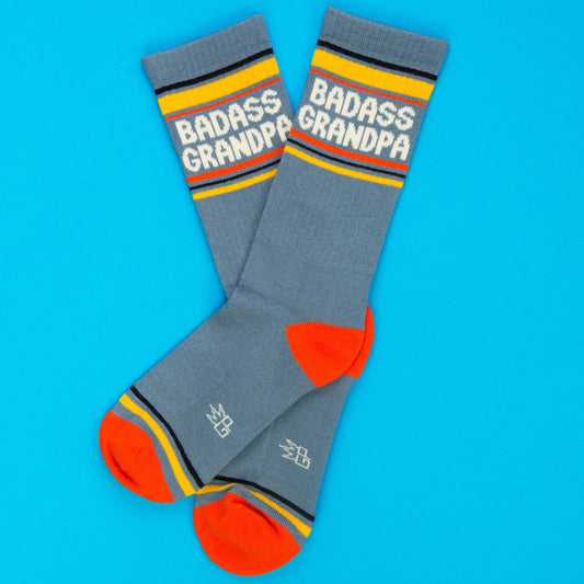 Gumball Poodle - Badass Grandpa Gym Crew Socks - Jennie Dots