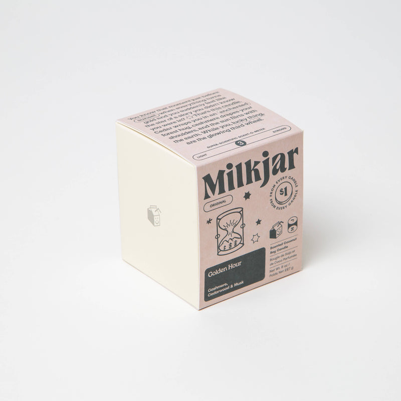 Milk Jar Candle Co. - Golden Hour - Cashmere, Cedarwood Coconut Soy 8oz Candle