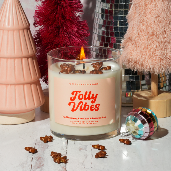 Jolly Vibes Candle - Festive Holiday Christmas Candles by West Clay Company - Jennie Dots