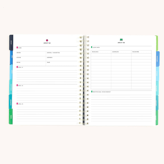 Simplified by Emily Ley - 2026-2027 Softcover Simplified Teacher Planner - Floral Stripe - Jennie Dots