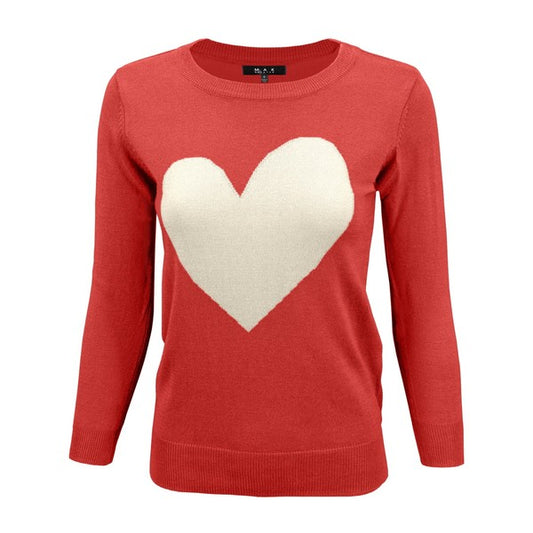 S/S Love Heart Crew-neck  Pullover Sweater