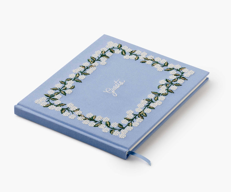 Rifle Paper Co. - Hydrangea Embroidered Fabric Guest Book - Jennie Dots 