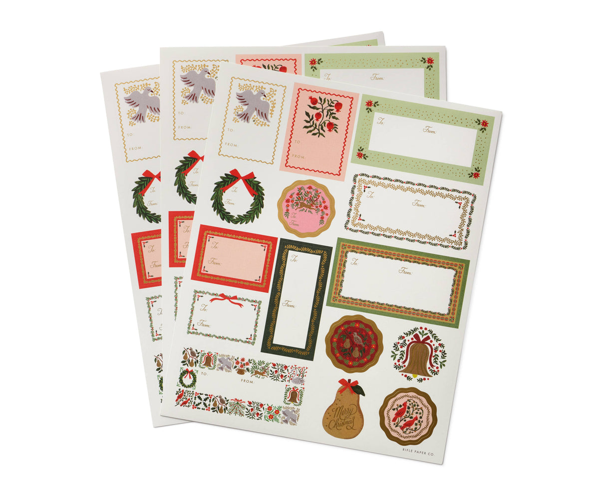 Rifle Paper Co. - Pack of 3 Christmastide Stickers & Labels