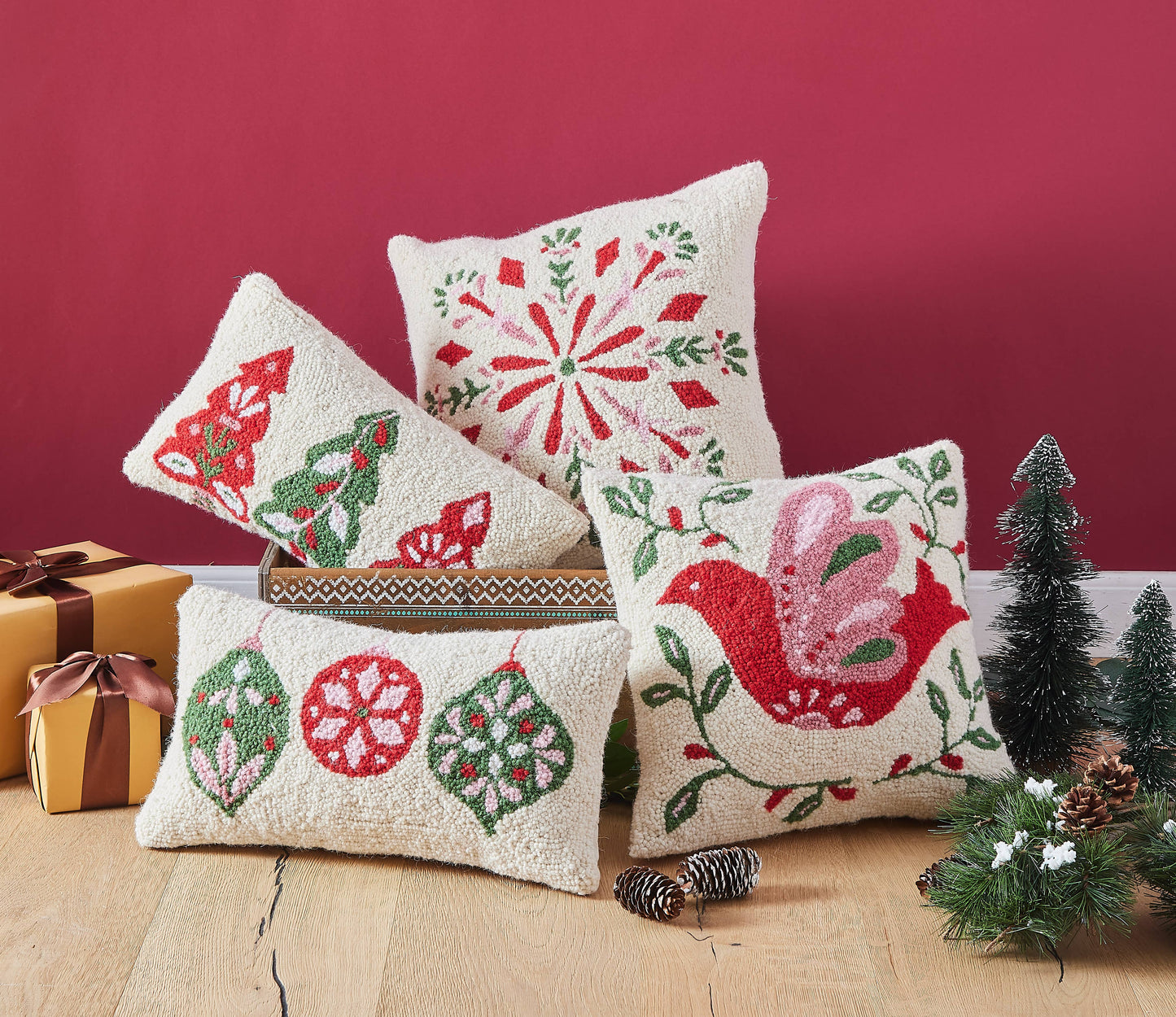 Festive Folk Snowflake Hook Pillow