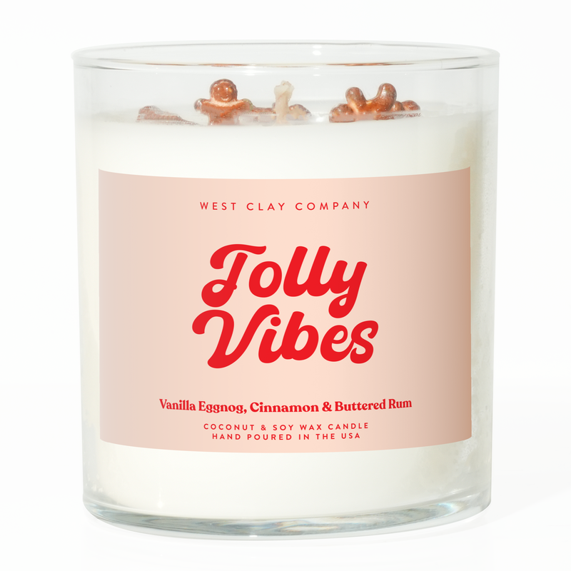 Jolly Vibes Candle - Festive Holiday Christmas Candles by West Clay Company - Jennie Dots