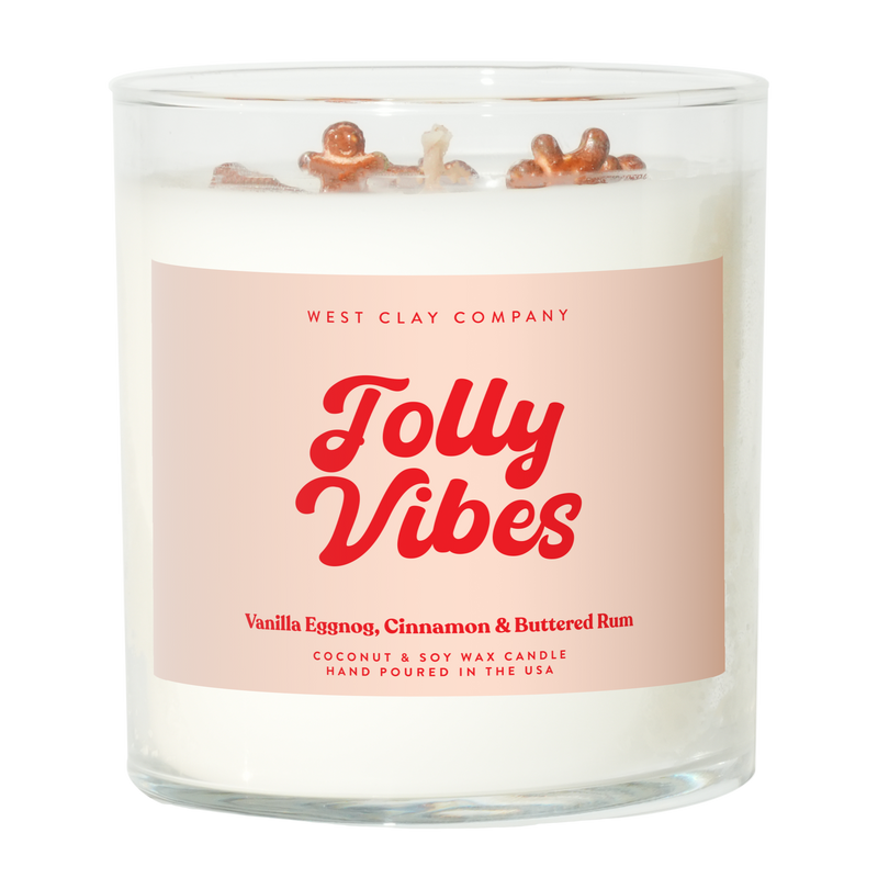 Jolly Vibes Candle - Festive Holiday Christmas Candles by West Clay Company - Jennie Dots