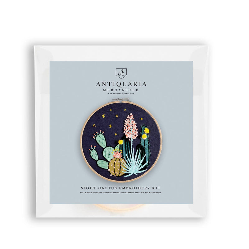 Antiquaria - Night Cactus Premium Embroidery Kit, 6 inch