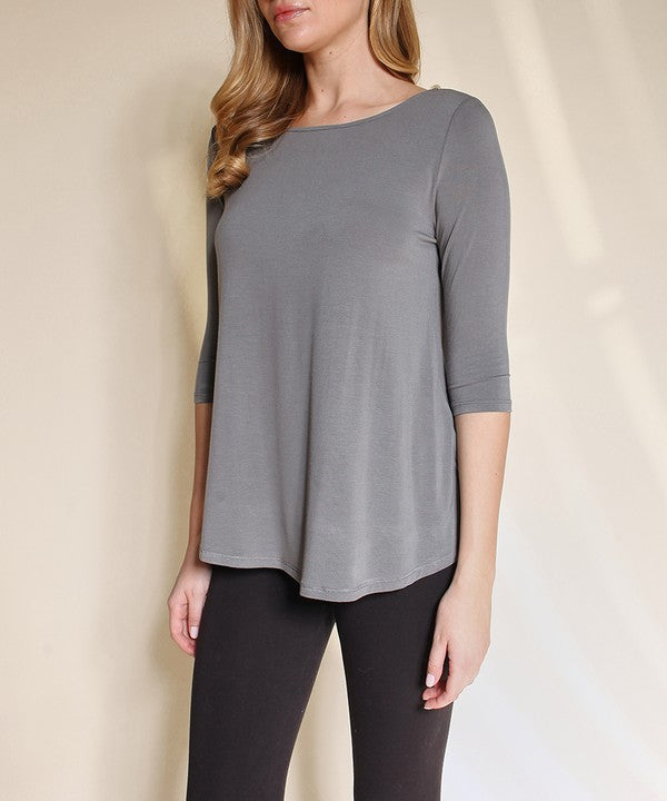 Studio Ko Boatneck Elbow Sleeve Top