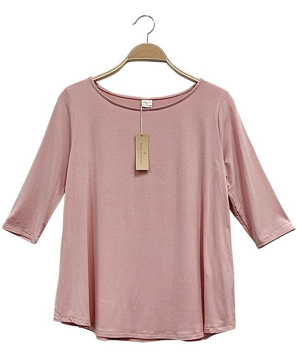 Studio Ko Boatneck Elbow Sleeve Top