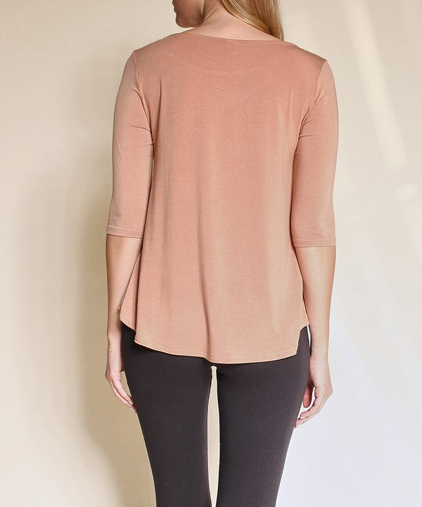 Studio Ko Boatneck Elbow Sleeve Top