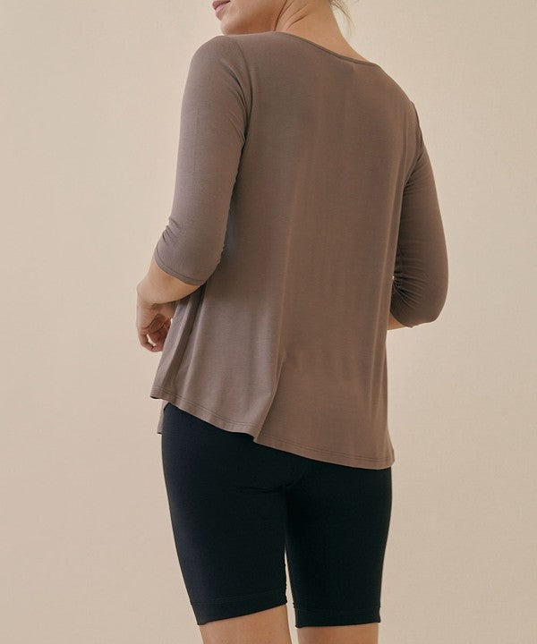 Studio Ko Boatneck Elbow Sleeve Top