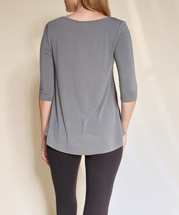 Studio Ko Boatneck Elbow Sleeve Top