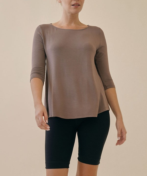 Studio Ko Boatneck Elbow Sleeve Top