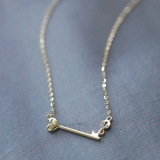 14K Gold Love Key Necklace