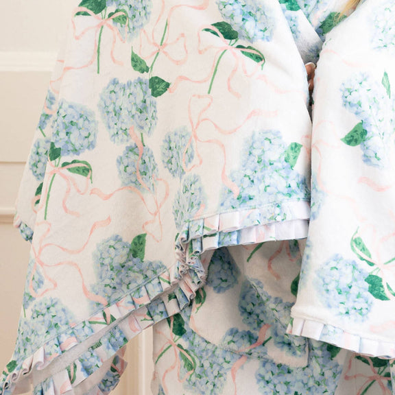 Hydrangea Ribbons Luxe 56 x 60" Throw Blanket - Jennie Dots 