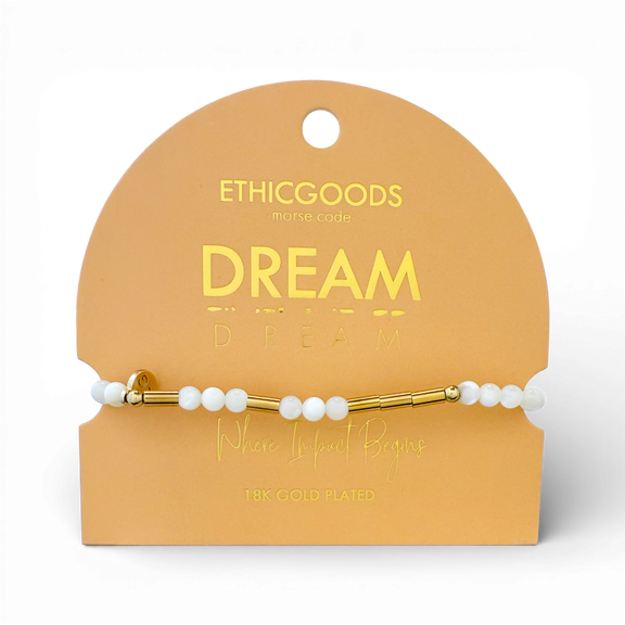 Morse Code Gold & Stone Beaded Bracelet | DREAM - Jennie Dots 