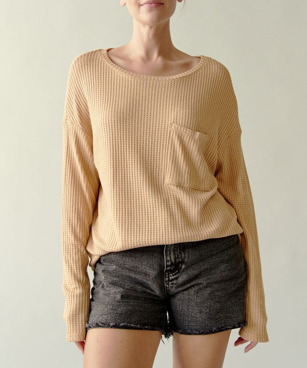 Bamboo Waffle Long Sleeve Pullover