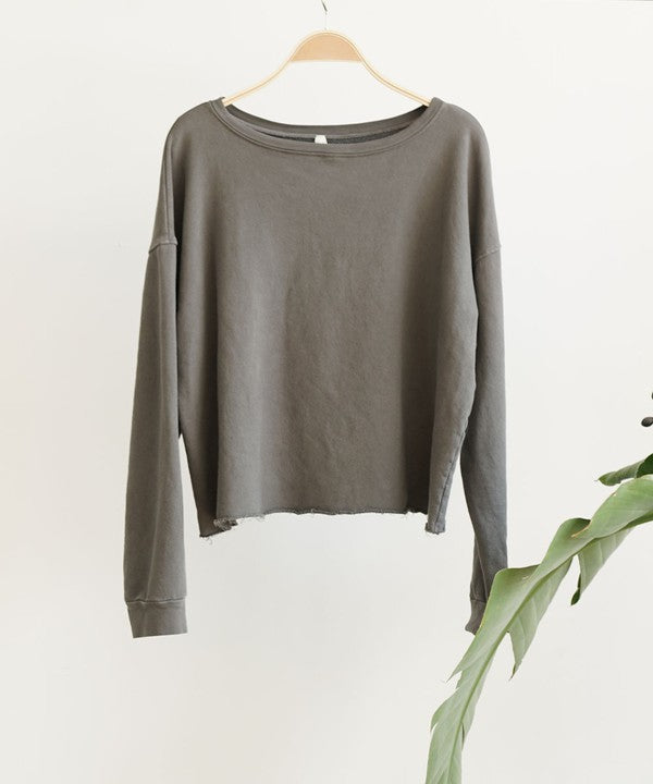 French Terry Garment Dye Long Sleeve Top