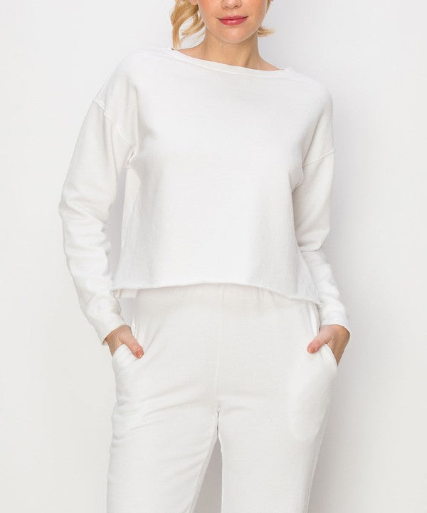 French Terry Garment Dye Long Sleeve Top