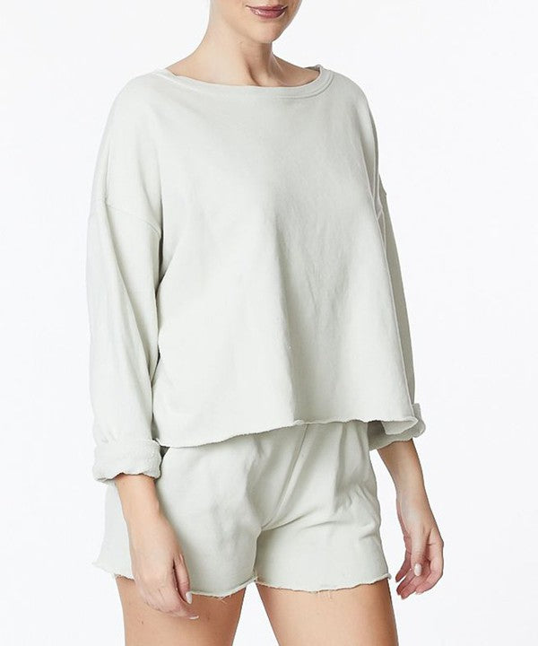 French Terry Garment Dye Long Sleeve Top