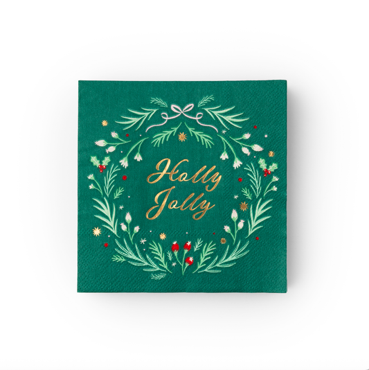 Bonjour Fête - HOLLY JOLLY CHRISTMAS COCKTAIL NAPKINS