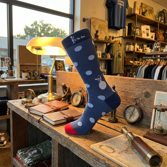 Soxfords - "To The Moon" - Outer Space Themed Men's Pima Socks - Jennie Dots 