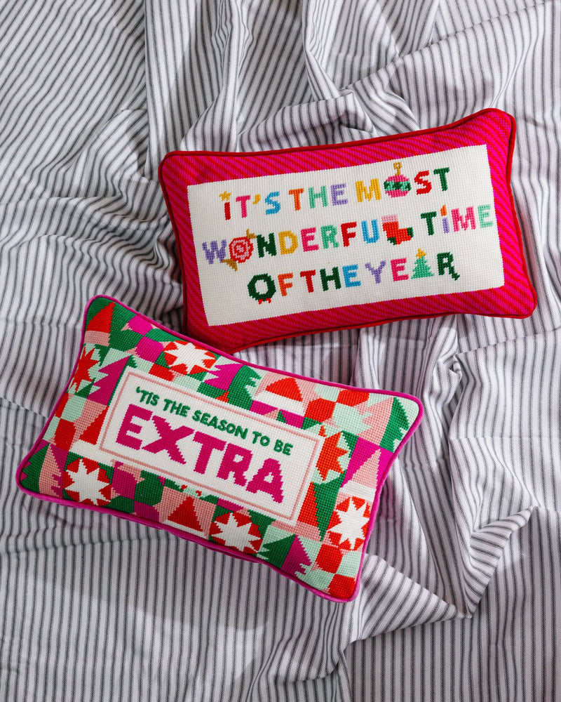 Furbish Studio - Most Wonderful Time Needlepoint Pillow