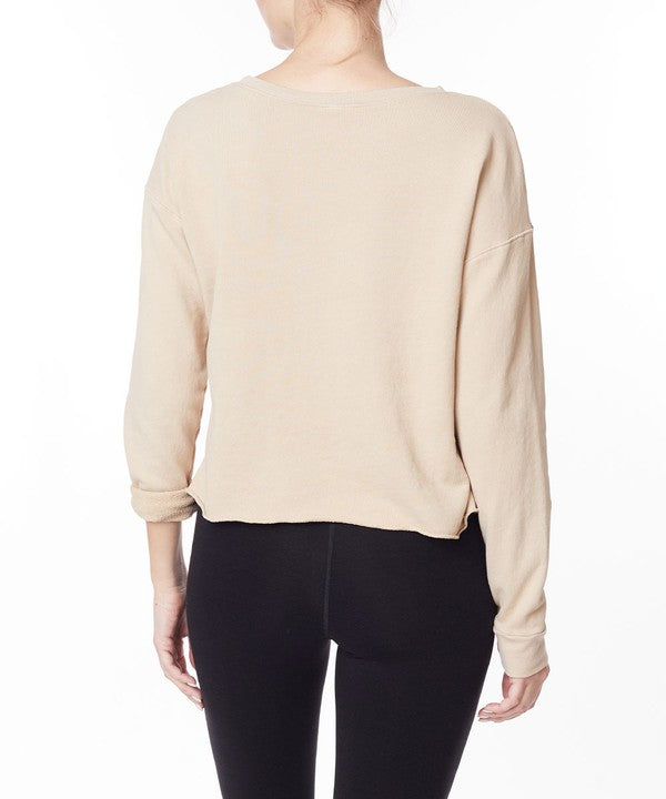 French Terry Garment Dye Long Sleeve Top