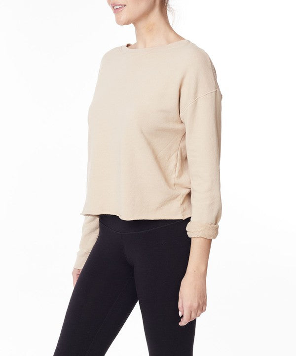 French Terry Garment Dye Long Sleeve Top