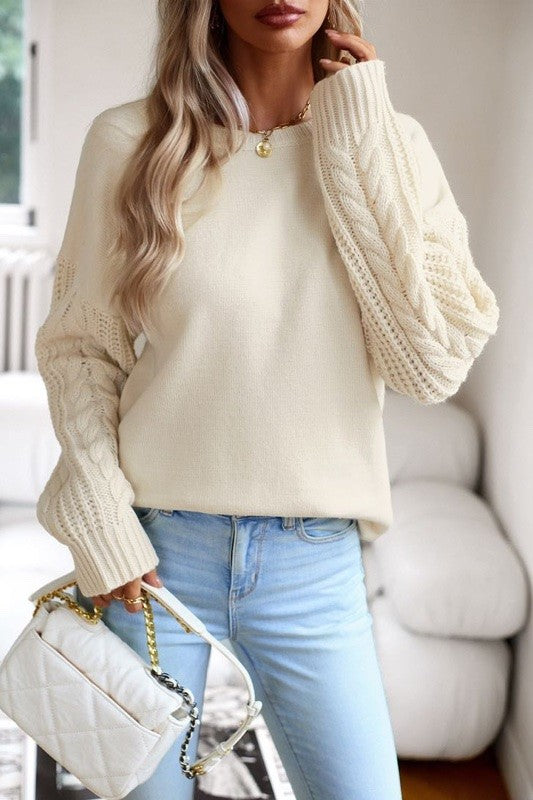 Cable knit sleeve sweater