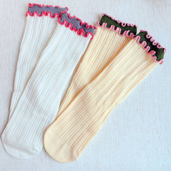 Rippled Ruffle Socks Set Of 2