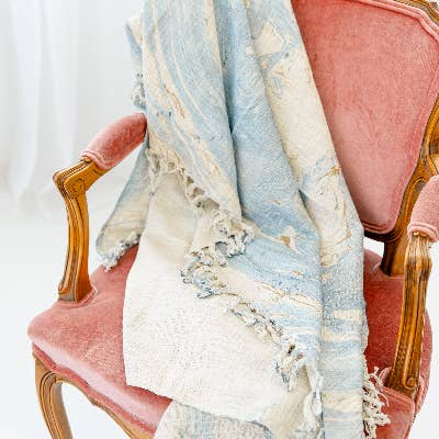 Sky & Champagne Marbled Throw