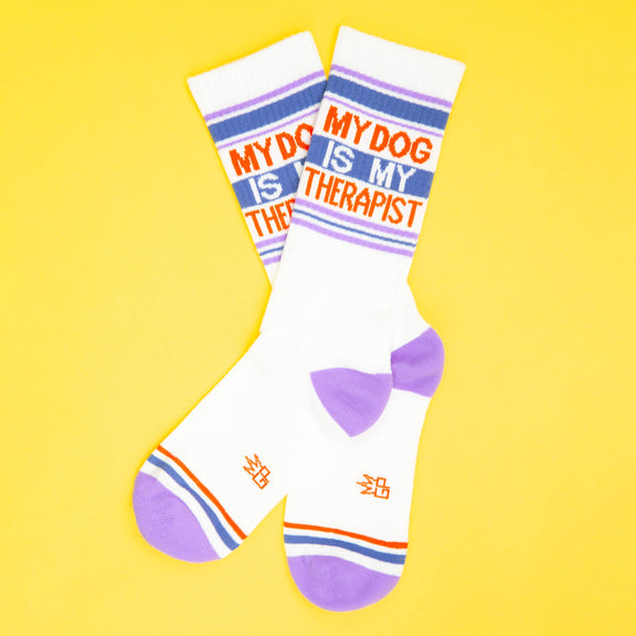 My Dog Is My Therapist Gym Crew Socks - Jennie Dots 