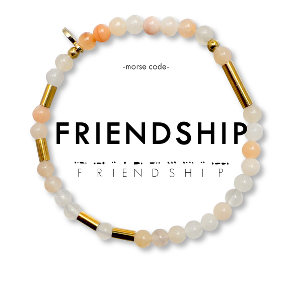 Morse Code Gold & Stone Beaded Bracelet | FRIENDSHIP - Jennie Dots 