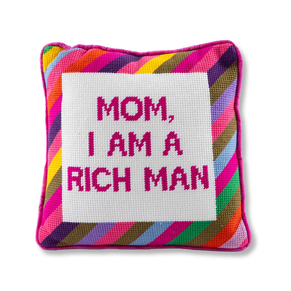 Rich Man Needlepoint Pillow - Jennie Dots 