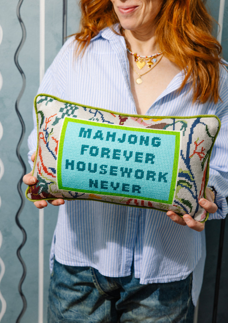Mahjong Needlepoint Pillow - Jennie Dots 