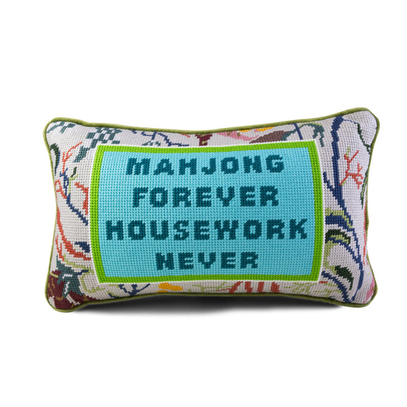 Mahjong Needlepoint Pillow - Jennie Dots 