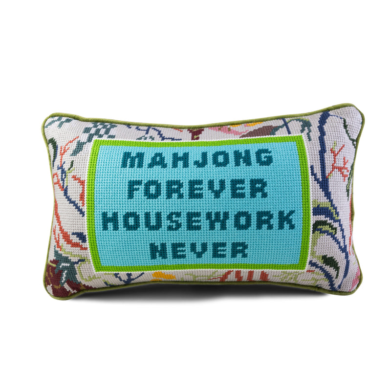 Mahjong Needlepoint Pillow - Jennie Dots 