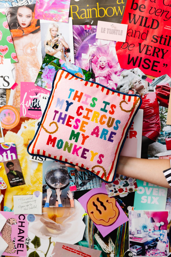 My Circus Needlepoint Pillow - Jennie Dots 