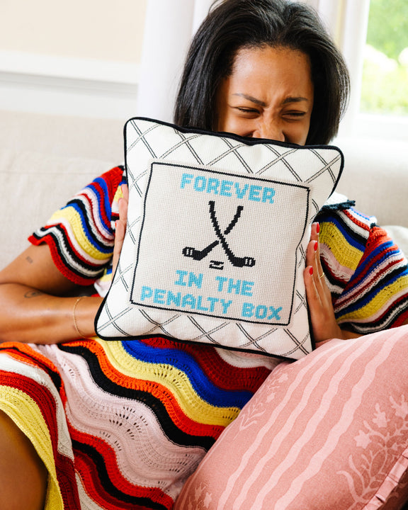 Penalty Box Needlepoint Pillow - Jennie Dots 