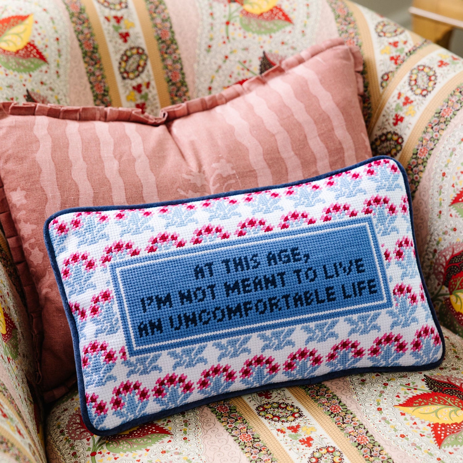 Uncomfortable Needlepoint Pillow - Jennie Dots 
